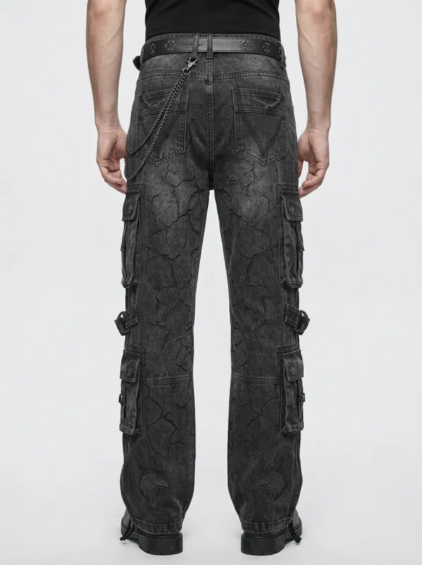 Midnight Embossed Night Look Men's Gothic Cargo Pants