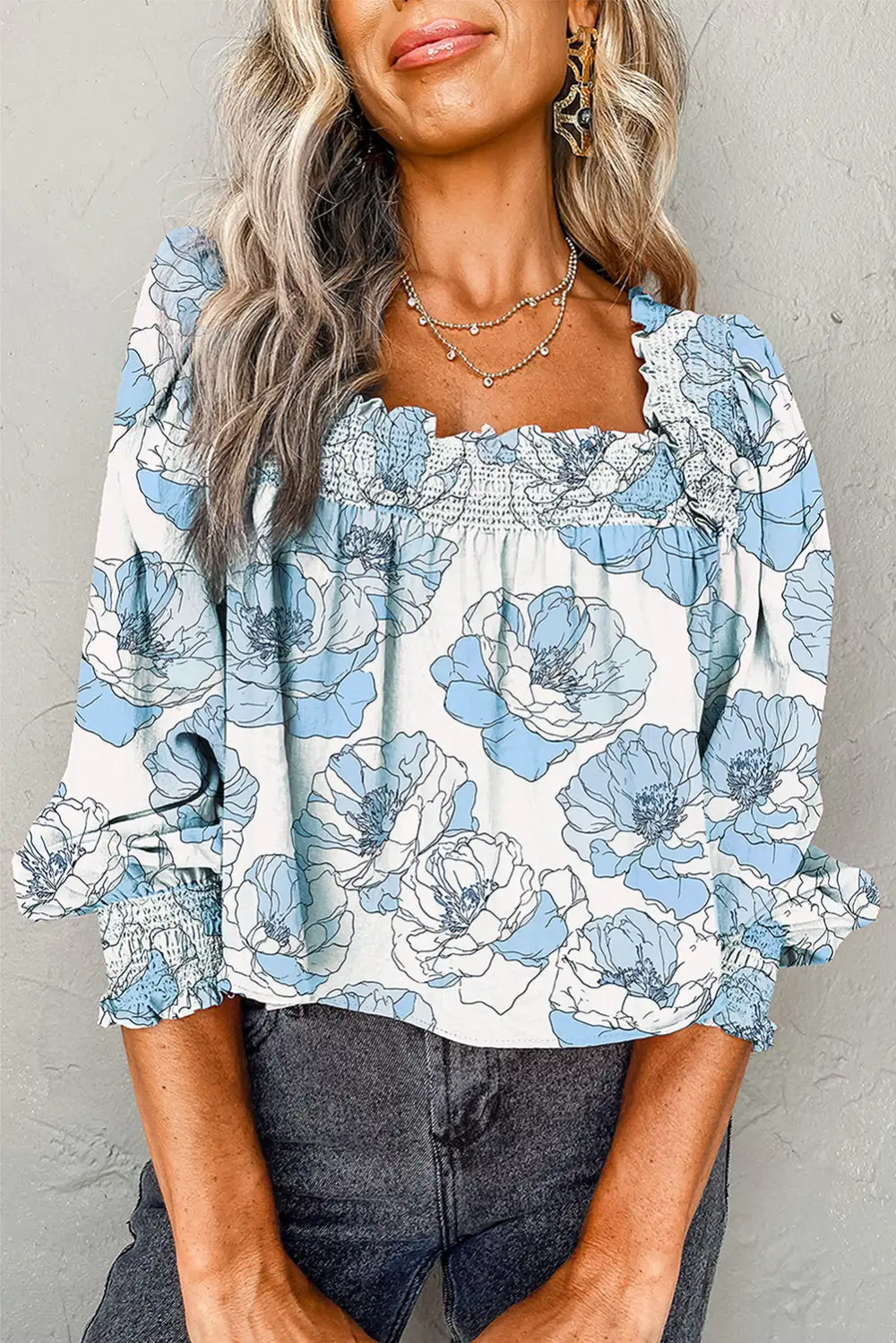 Easy Floral Frill Detail Blouse