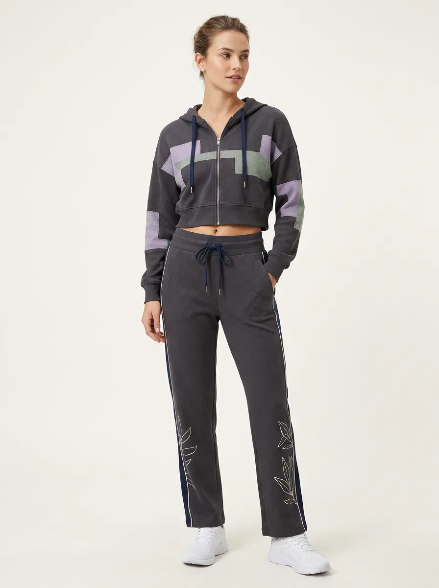 Women's Casual Sporty Geometric Floral Printed Tracksuit
