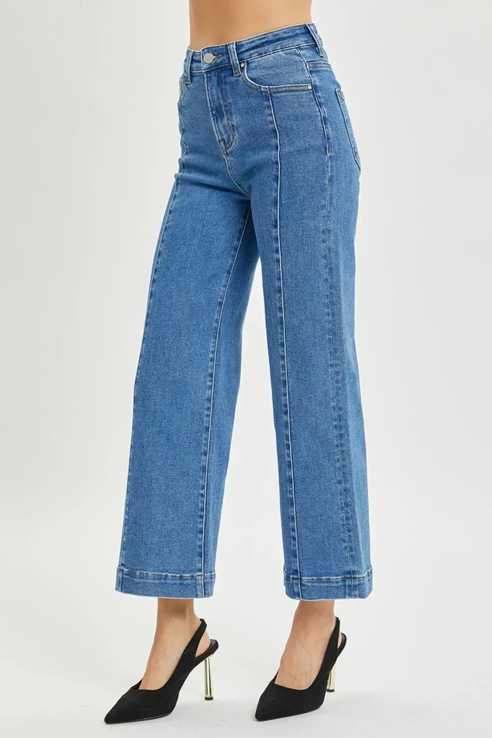 Ribbed Flowing Denim Jeans