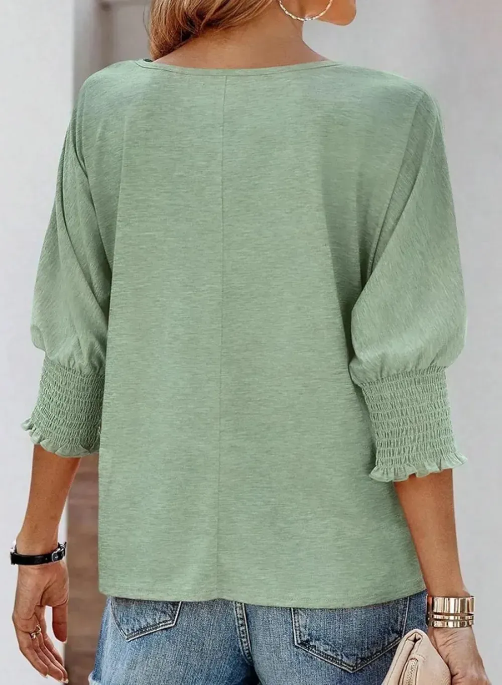 Dokotoo Women's 2024 Fashion Tops 3/4 Sleeve T-Shirts Cute Crewneck Basic Business Tees Blouses