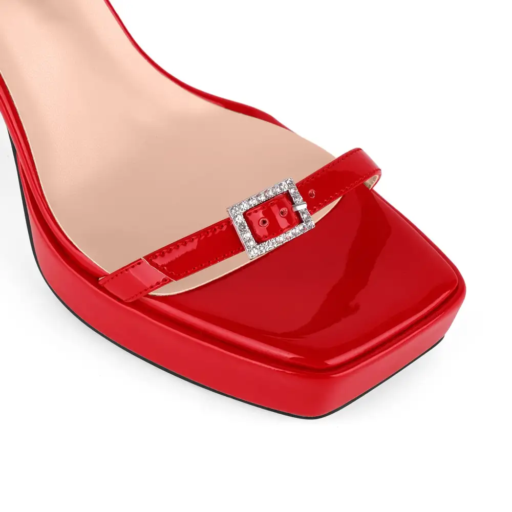 Square Toe Platform Ankle Strap Sandals