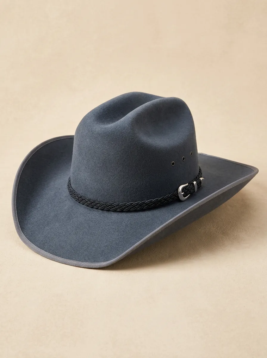 Grey Western Cowboy Hat with Braided Band