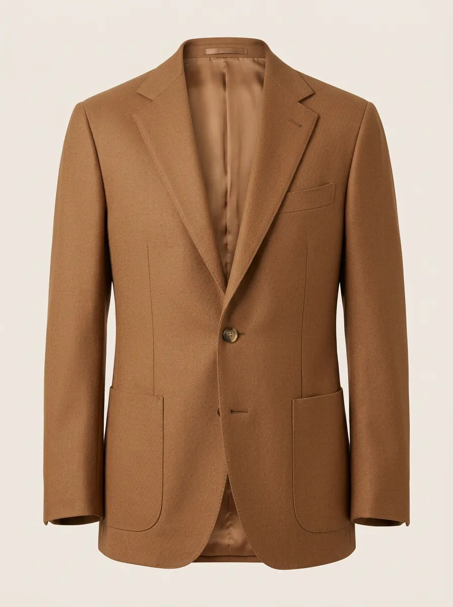 Men's Classic Business Camel Solid Color Single Breasted Blazer