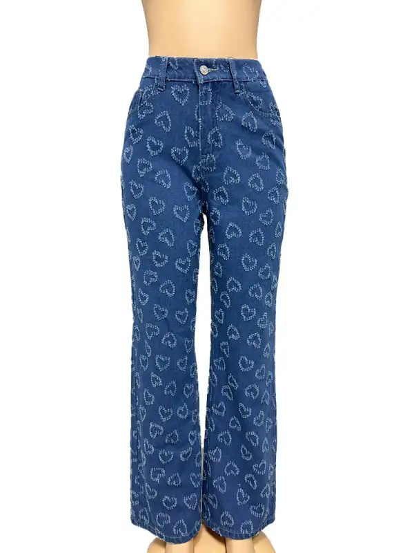 Contoured Straight Leg Washed Denim Jeans