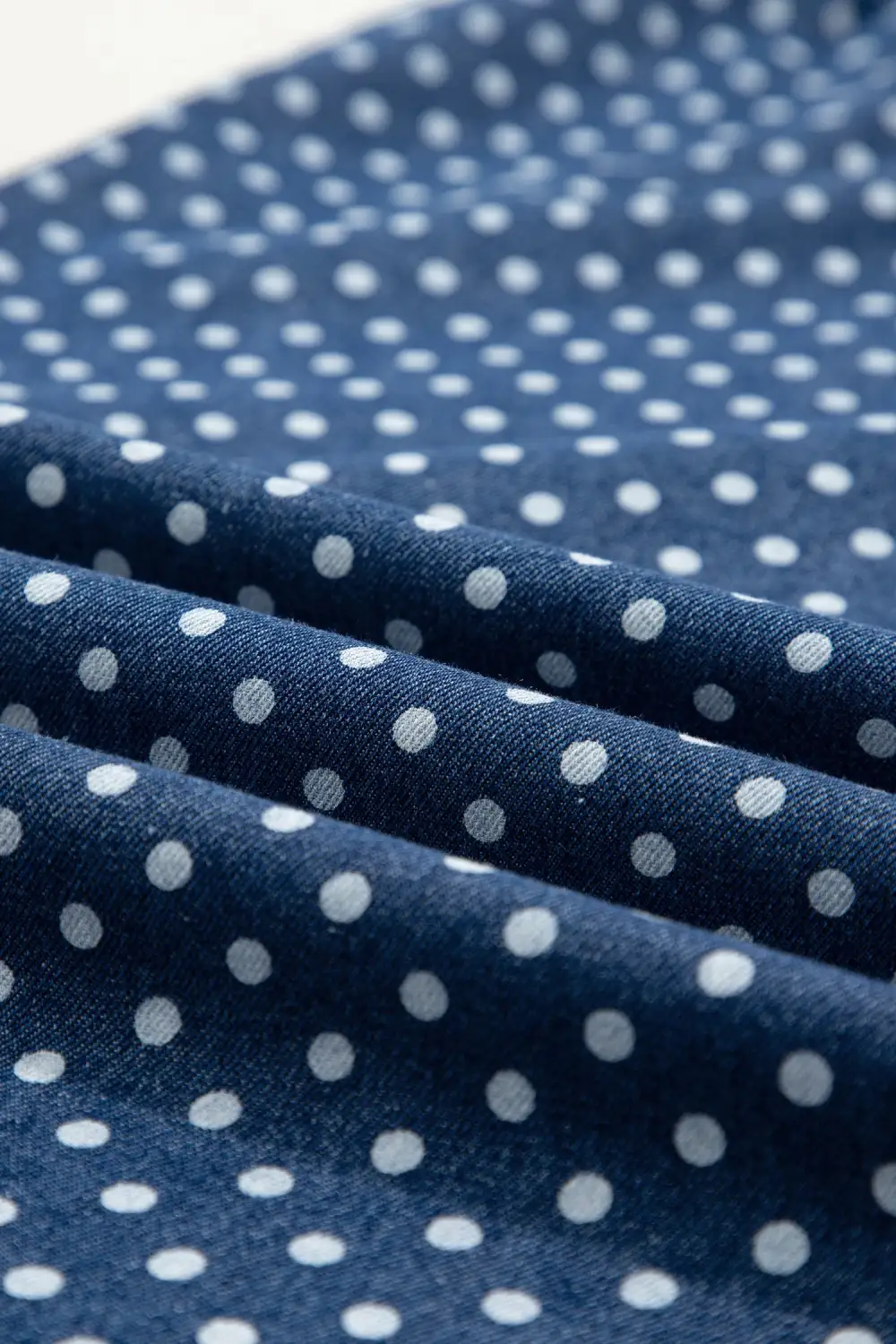 Women's Polka Dot Print Button Pleated Detail Wide Leg Jeans