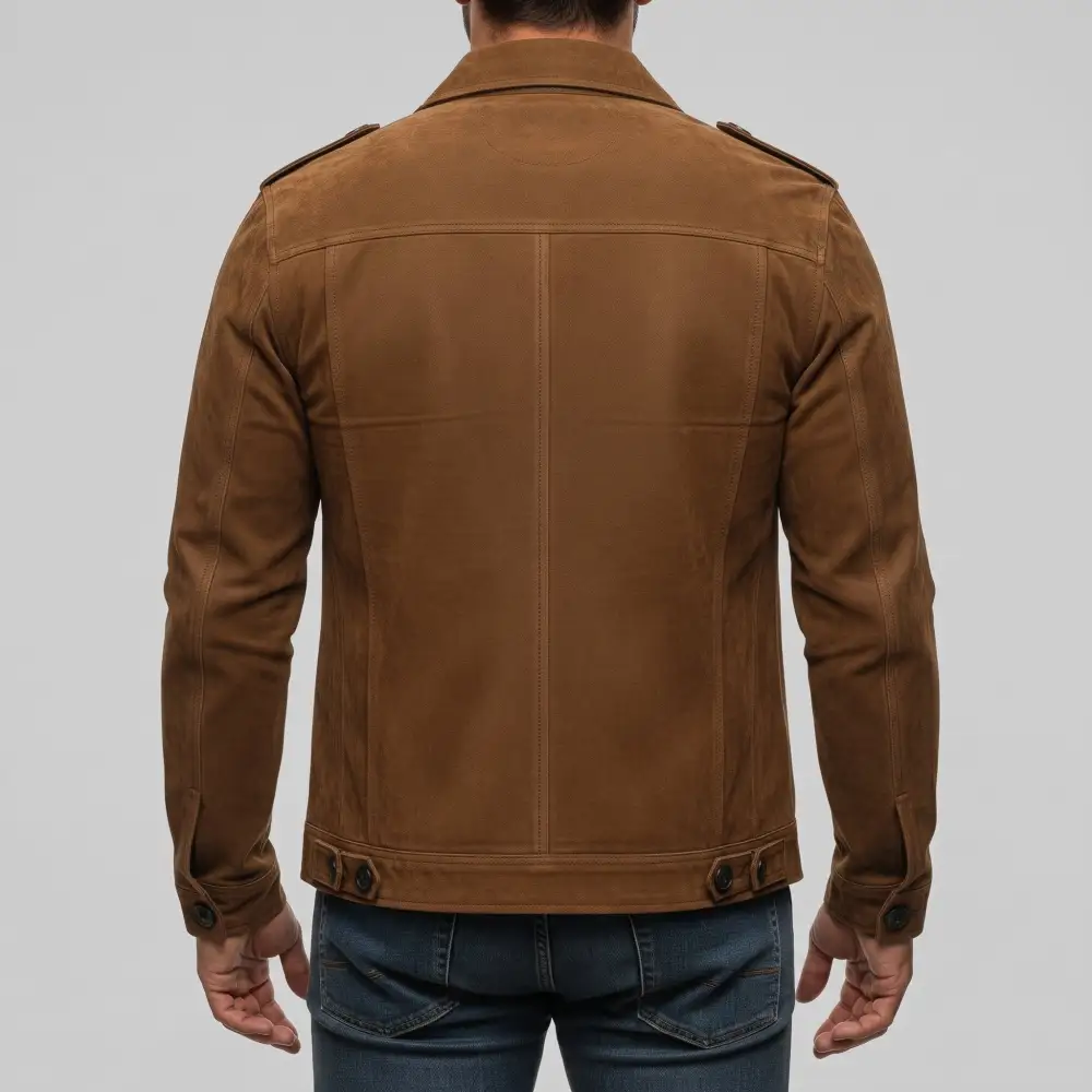 Polished Suede Trucker Jacket