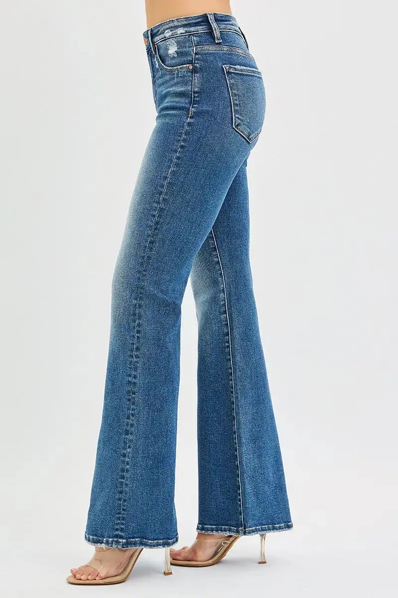 Clean High Waist Flare Leg Denim Jeans