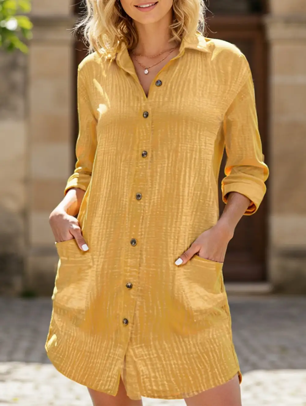 Loose Waist Top Shirt Dress