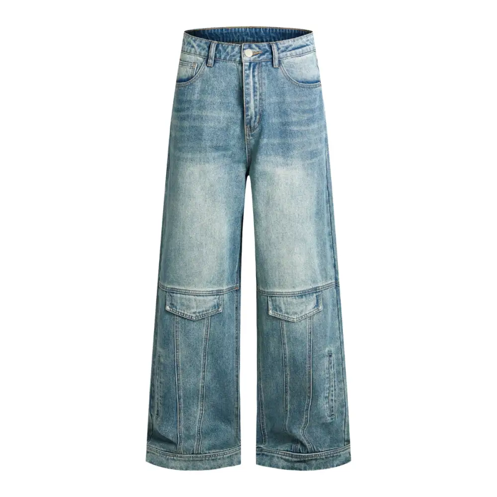 Baggy Pocket Washed Denim Jeans