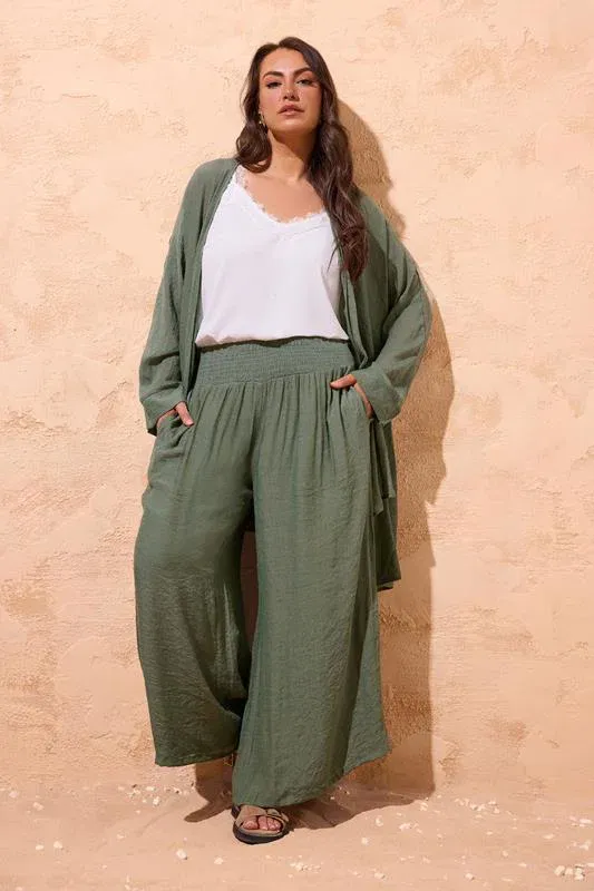Khaki Green Wide Leg Trouser