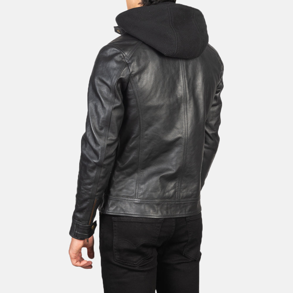 Men's Biker Hooded Leather Jacket