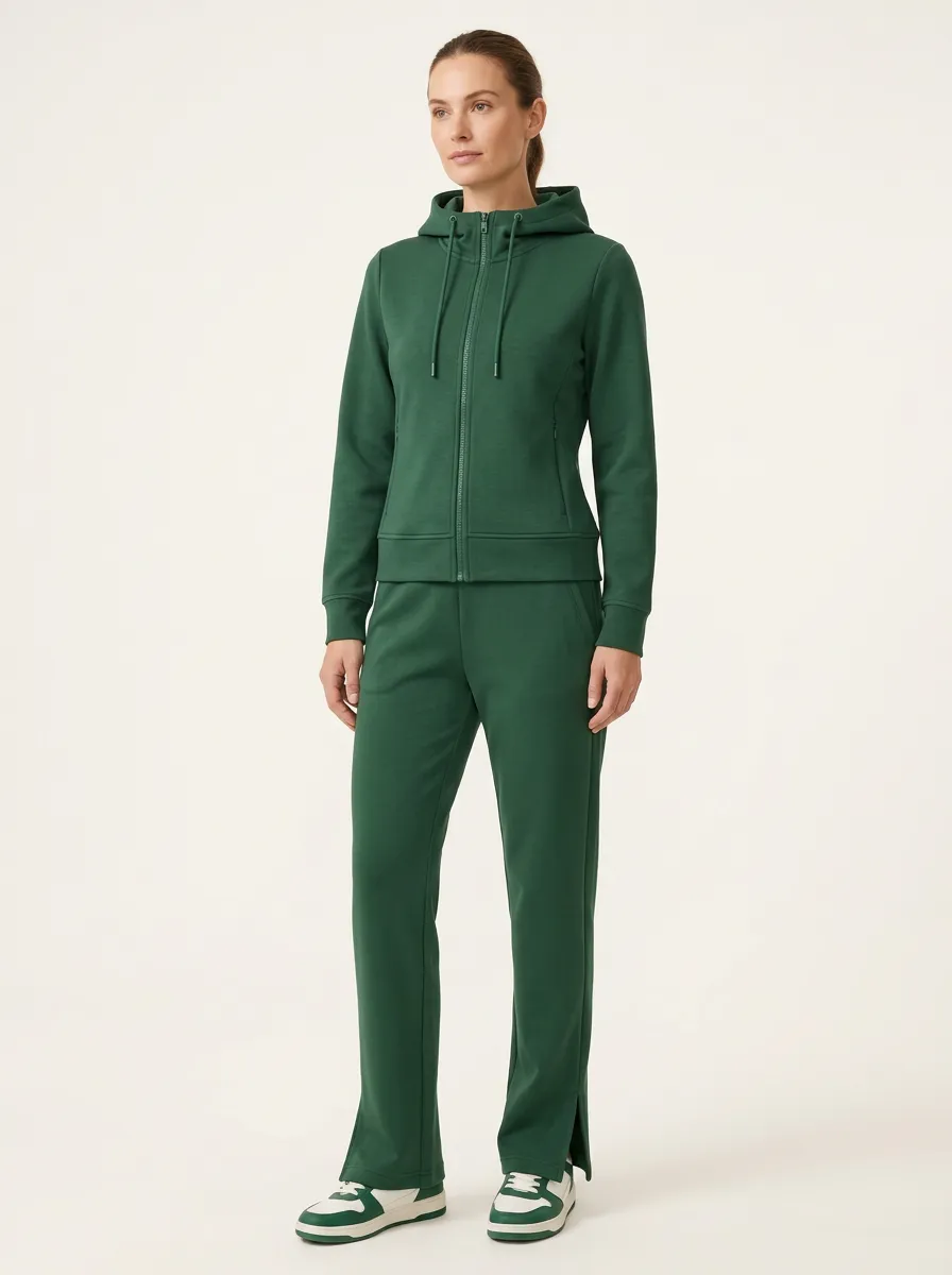 Women's Zip-Pocket Hoodie and Side-Slit Track Pant Set