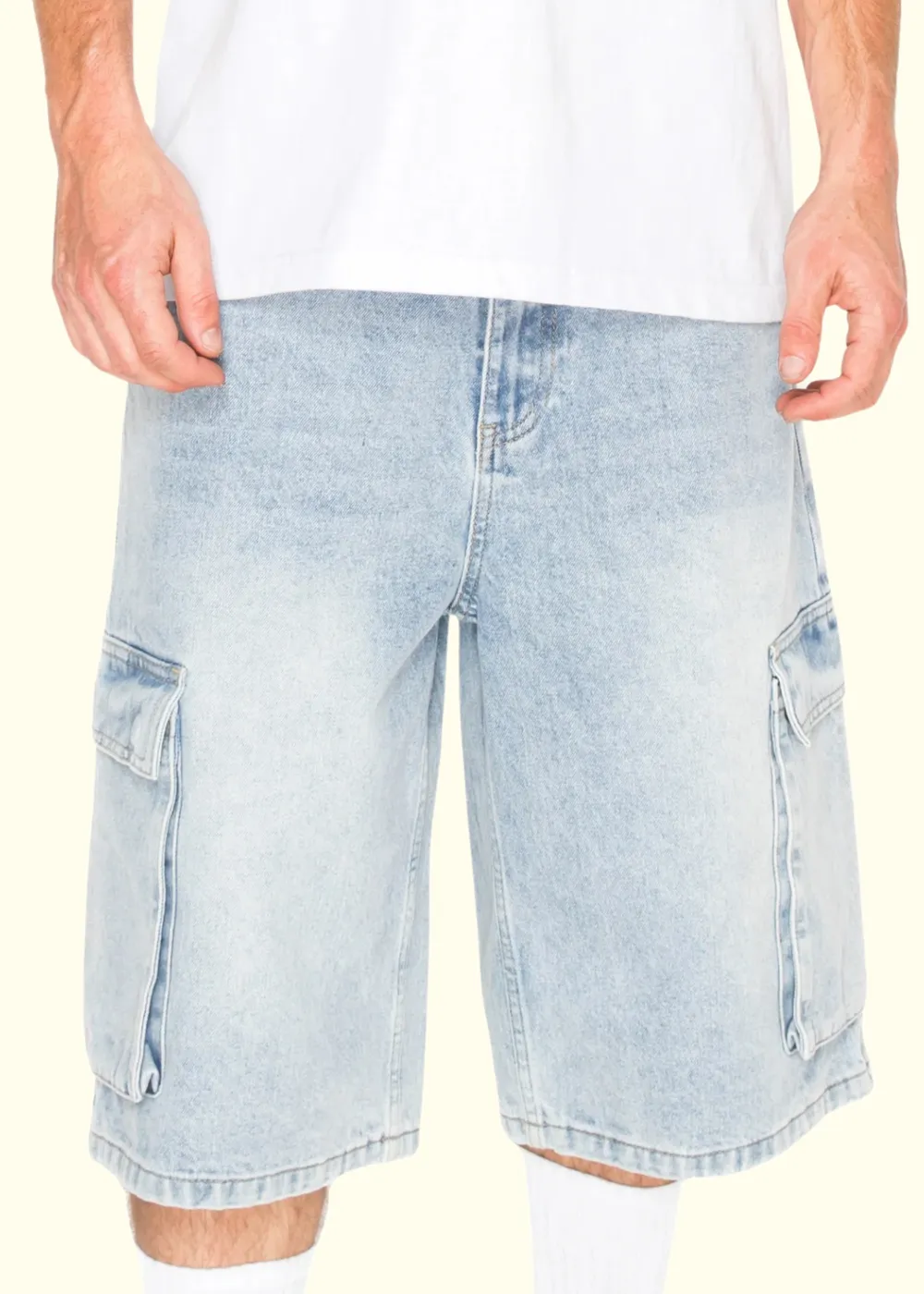 Men's Baggy Fit Cargo Denim Shorts