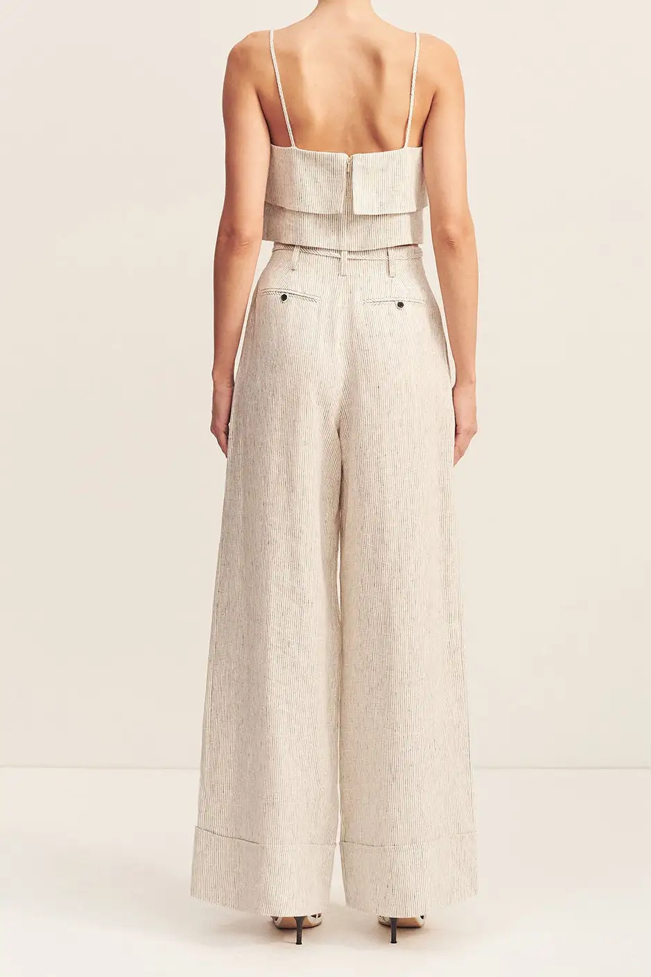 Linen Blend Textured Cropped Camisole