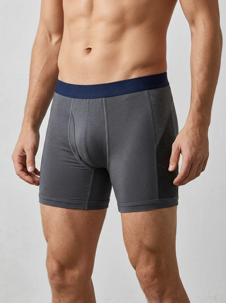 Casual Contrast-Panel Performance Athletic Finish Men's Boxer Briefs