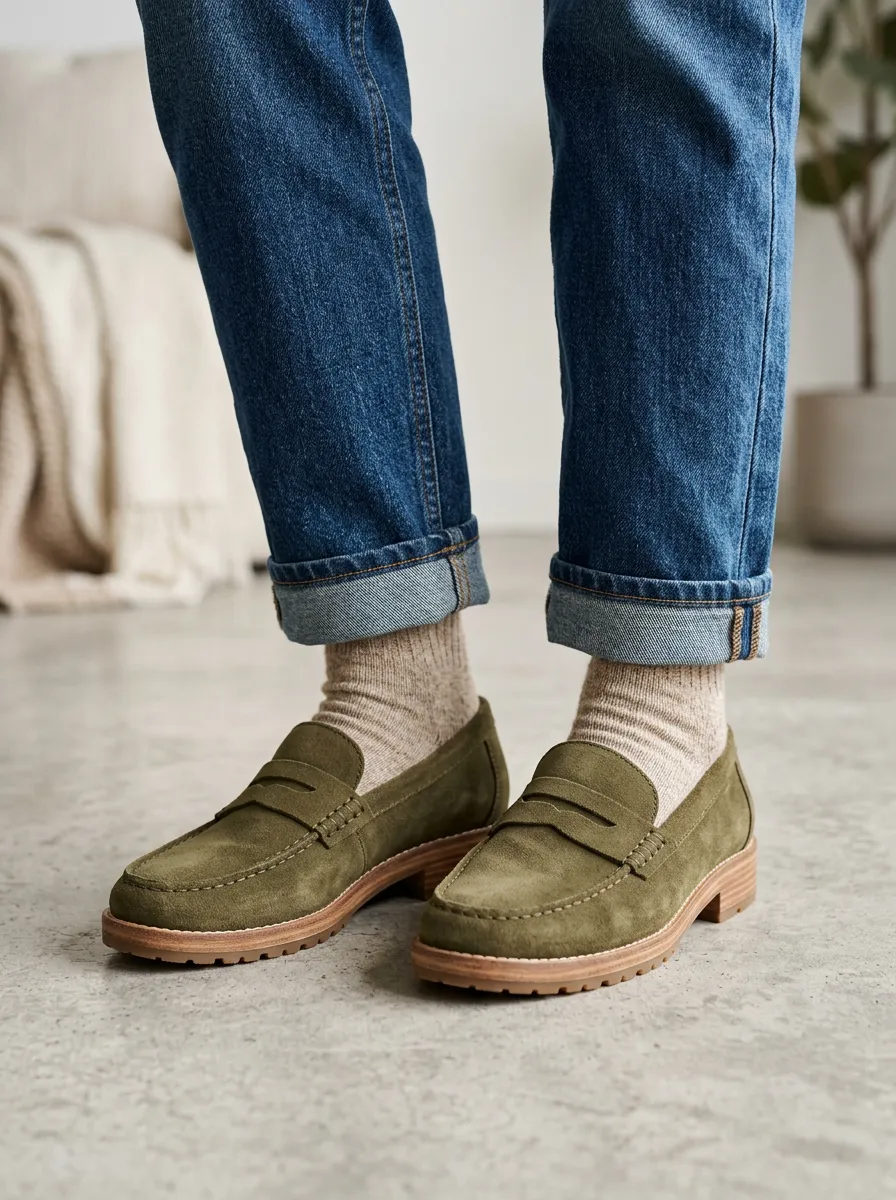 Women's Rugged Classic Suede Wood Sole Loafers