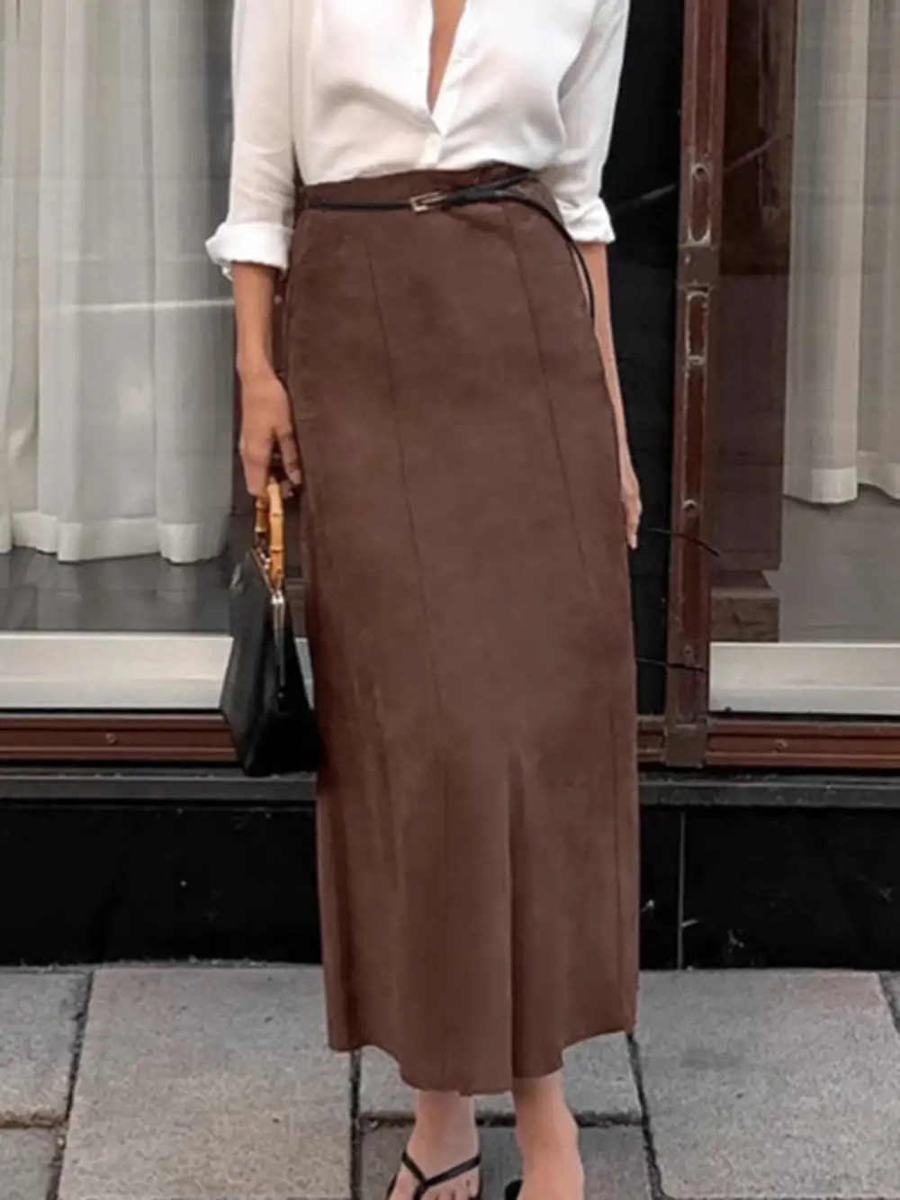 Suede Midi Skirt