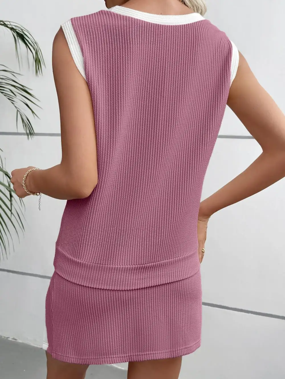 Block Slit Sport Tank Top Set