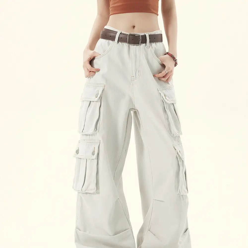Multi Pocket Wide Leg Jeans