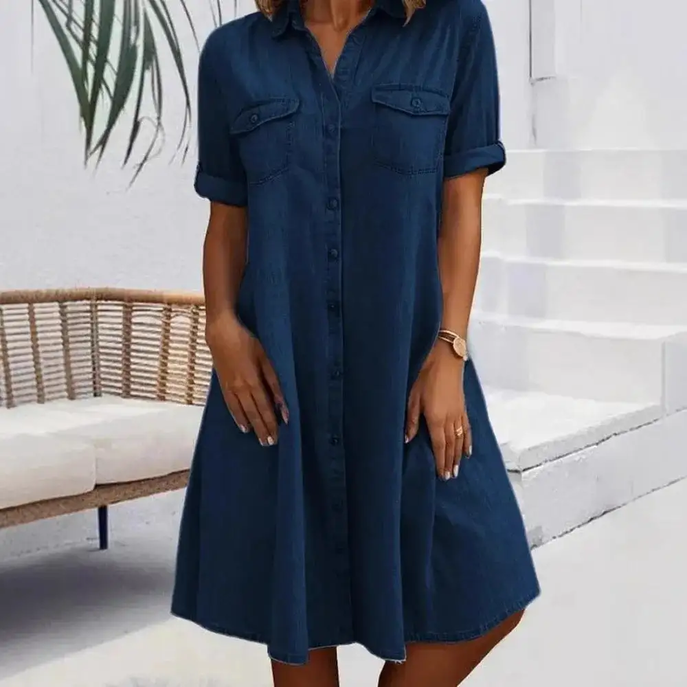 Denim Button-Down Shirt Dress