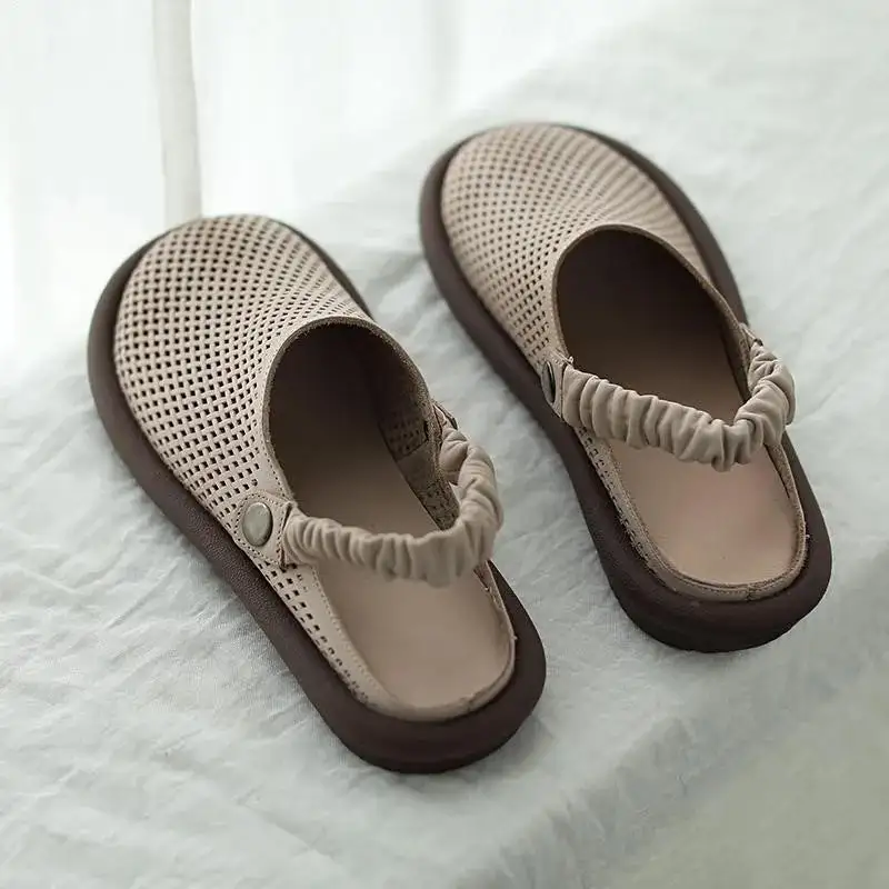  Casual Perforated Slip On Mule Sandals Apparel