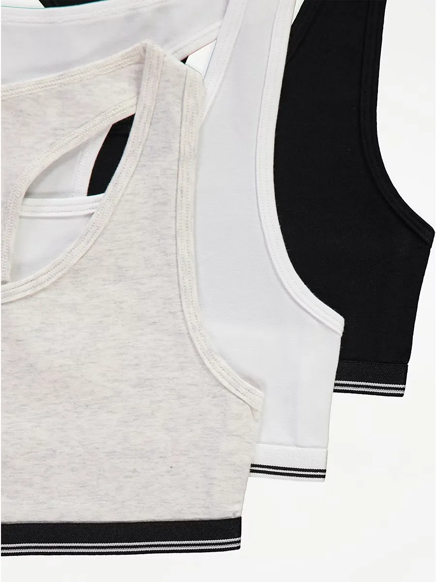 Marl Racer Back Crop Tops 3 Pack