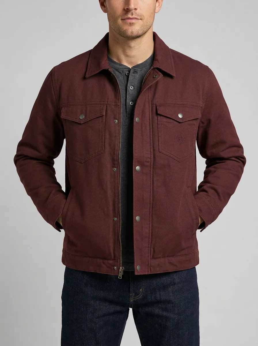 Men's Outdoor Adventure Compass Embroidered Green Jacket