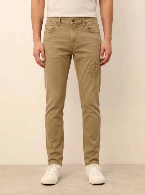 Men's Atlas Adventure Compass Mountain Printed Stretch Jeans