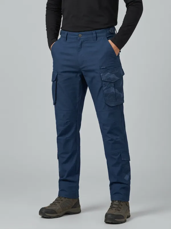 Men's Charcoal Grey Topographic Multi-Pocket Reinforced Knee Tactical Cargo Pants