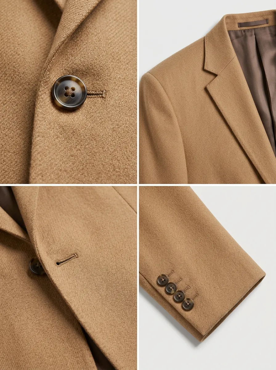 Men's Classic Camel Solid Color Tailored Blazer Jacket