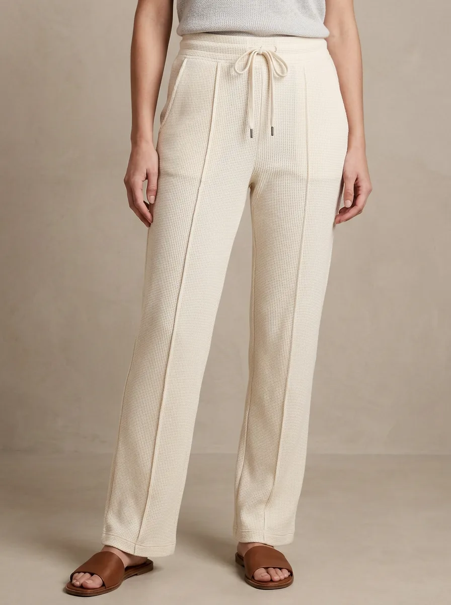 Women's Casual Waffle Knit Drawstring Trousers