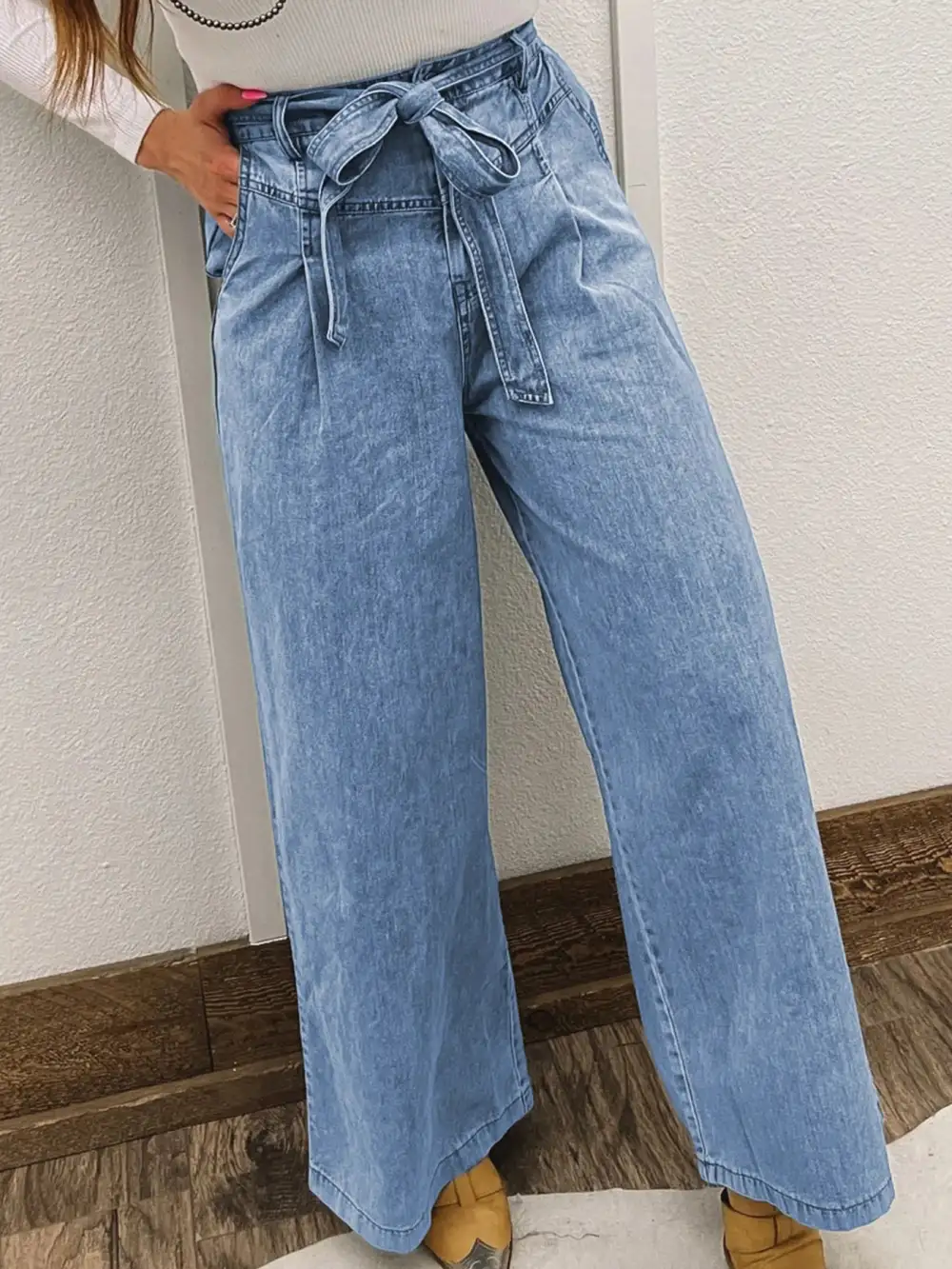 High Rise Raw Hem Denim Jeans