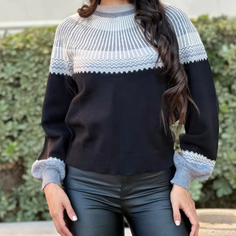 Color Block Knit Pullover Sweater
