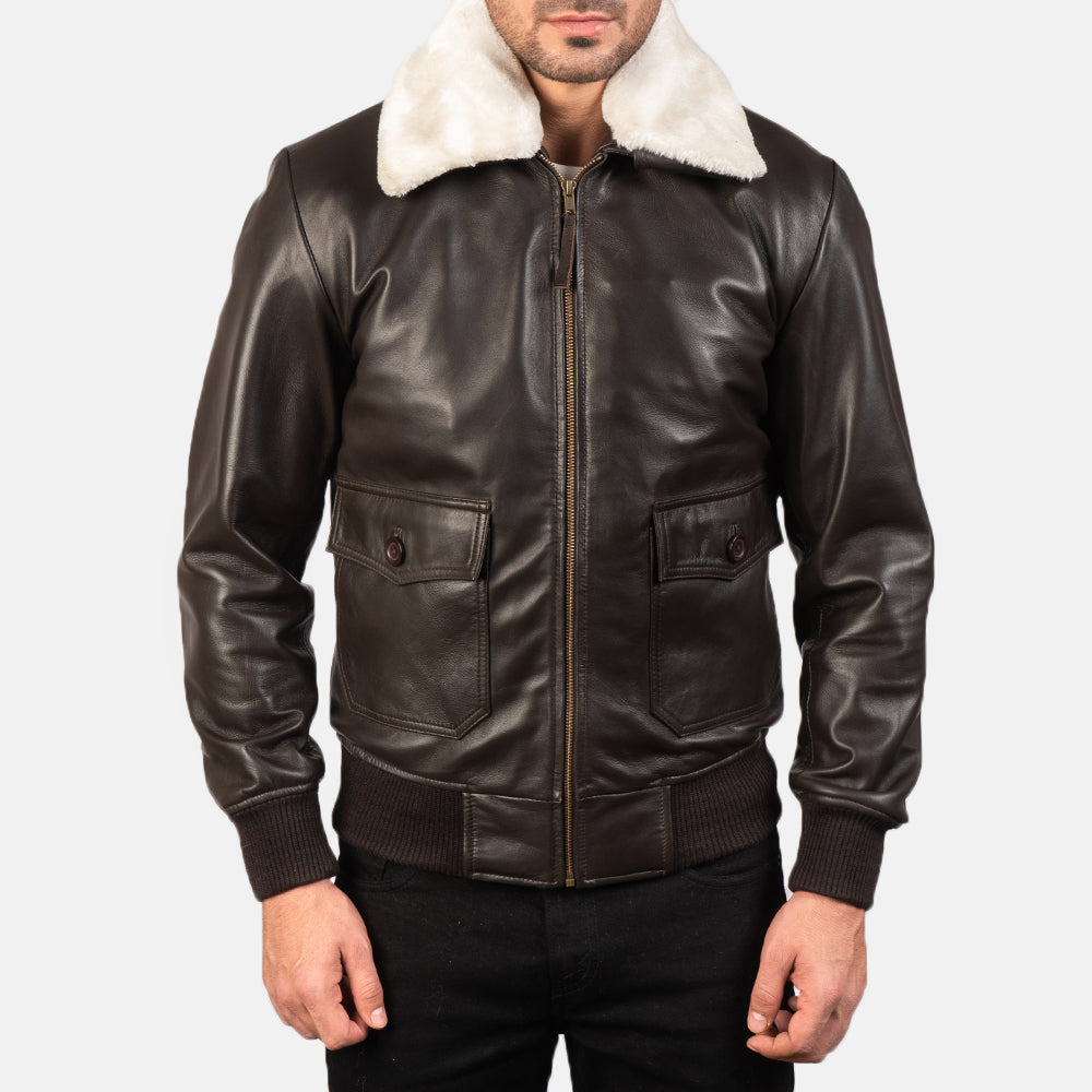 Men's Classic Refined Bomber Leather Jacket