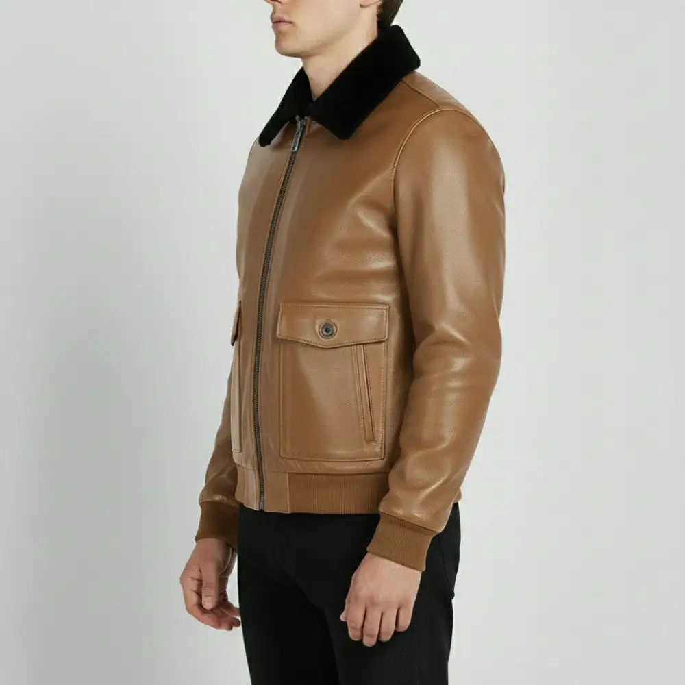 Leather Bomber Flight Jacket