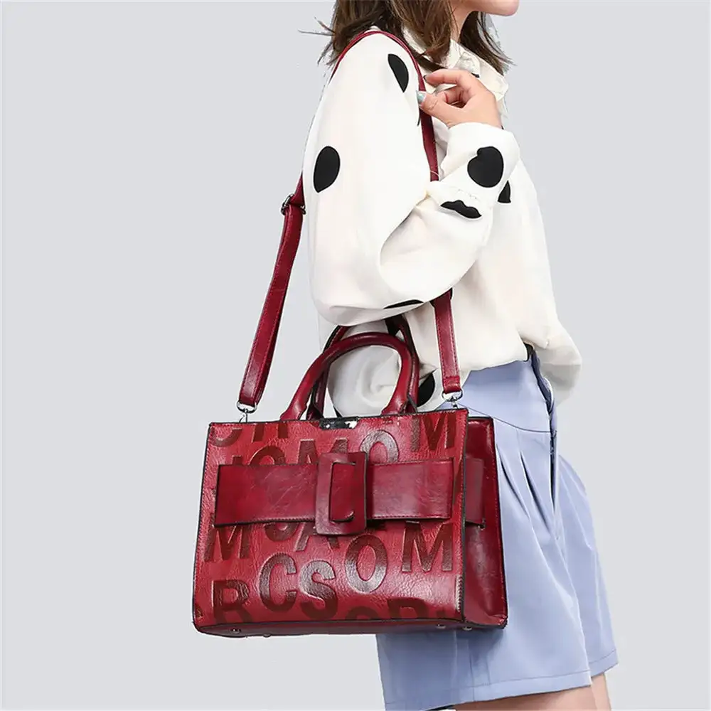 Structured PU Leather Composite Bag Retro Letter Print