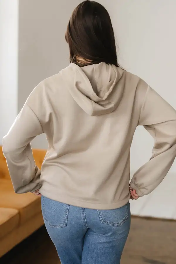 Women's Contrast Bow Embroidered Zip Up Jacket Hoodie