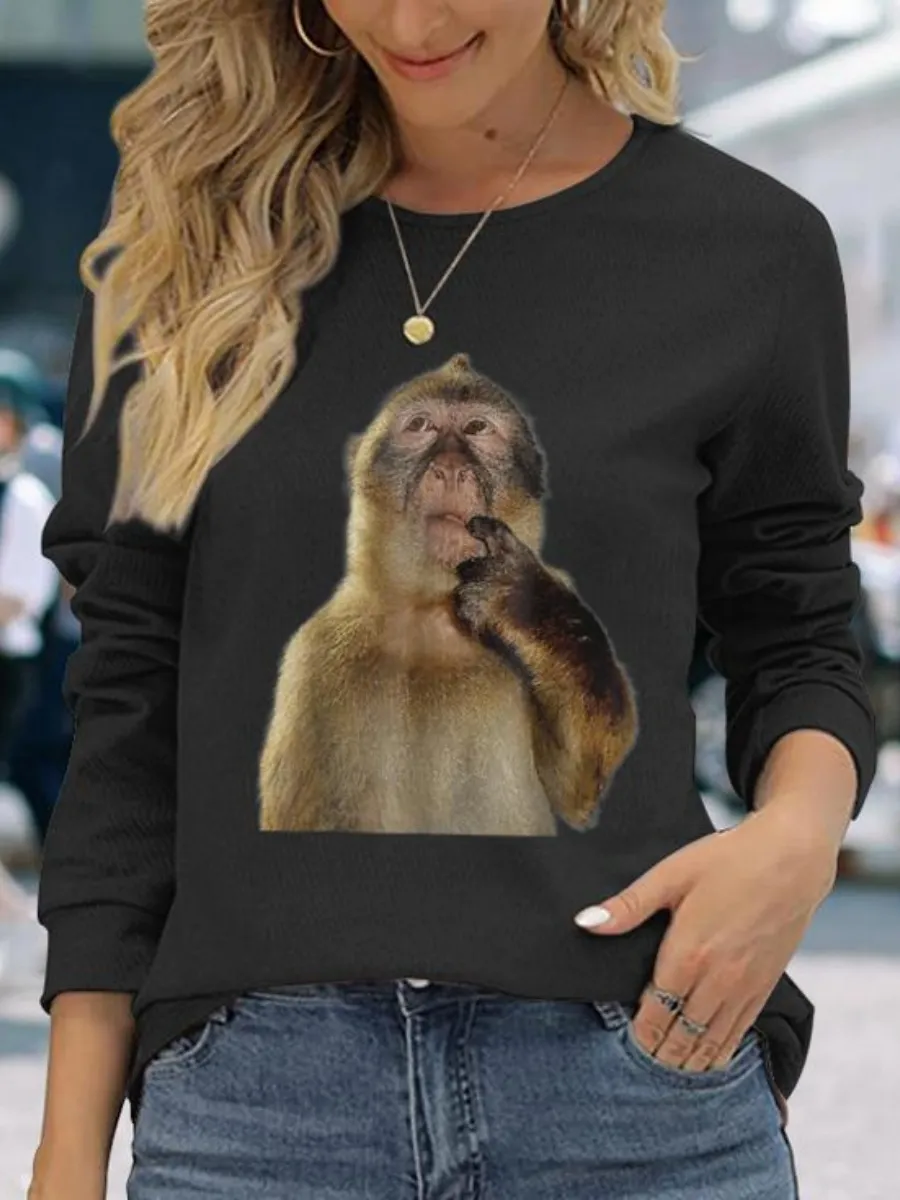 Monkey Printed Casual T-Shirt