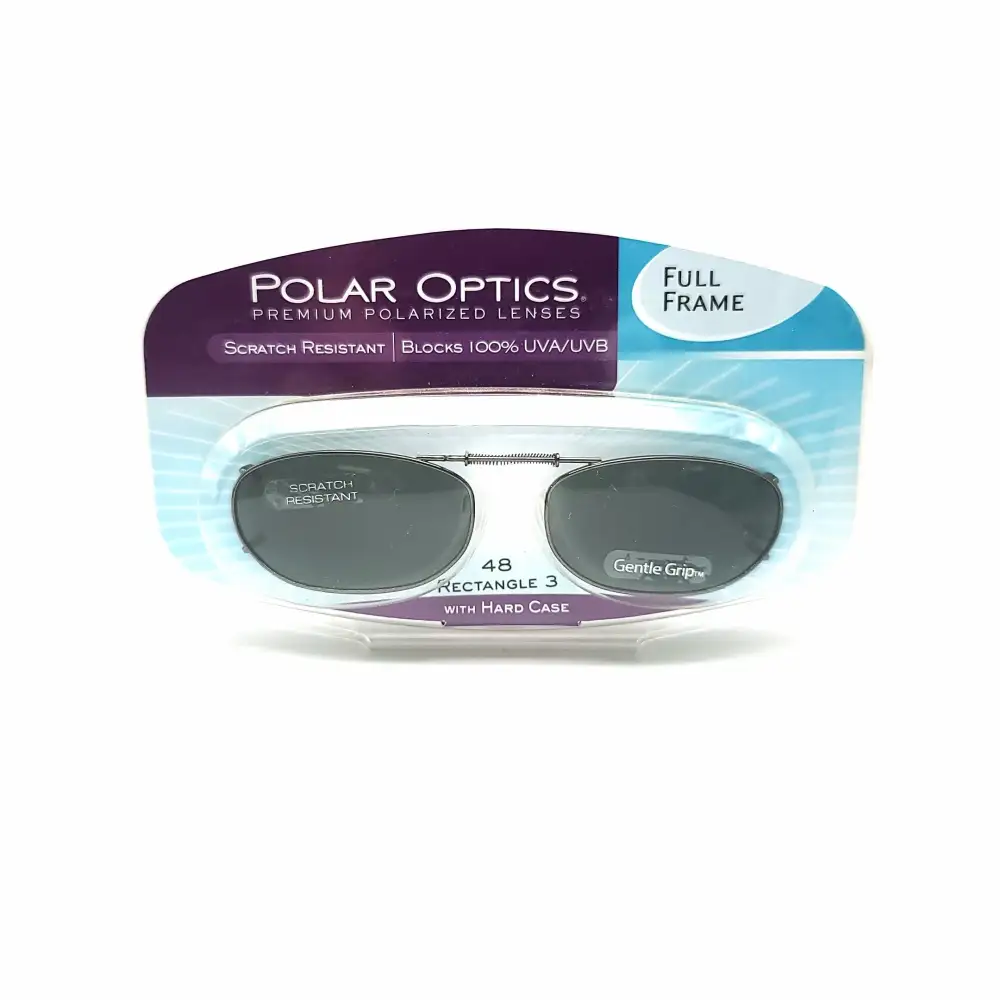 48mm Rectangular Polarized Clip-On Sunglasses