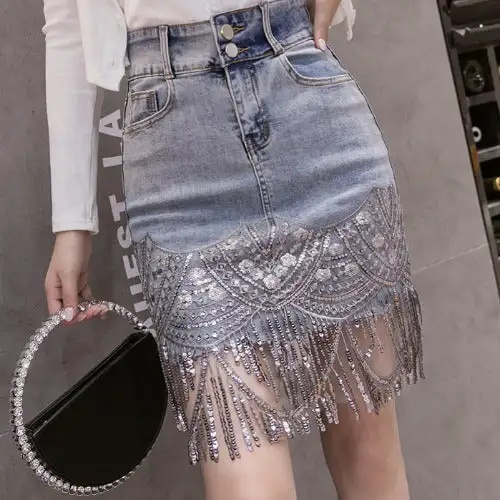 Denim Embroidered Skirt