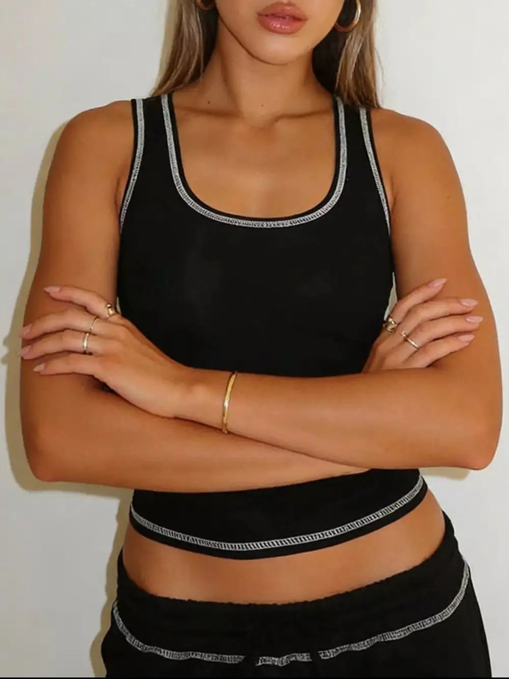 Scoop Neck Tank Top and Drawstring Pants Set