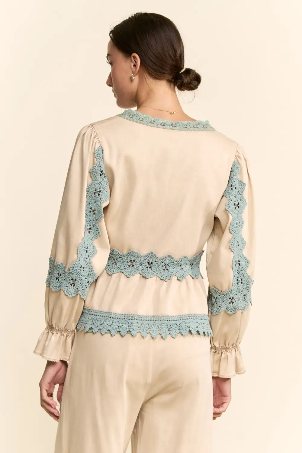 Tie Front Crochet Lace Detail Cardigan