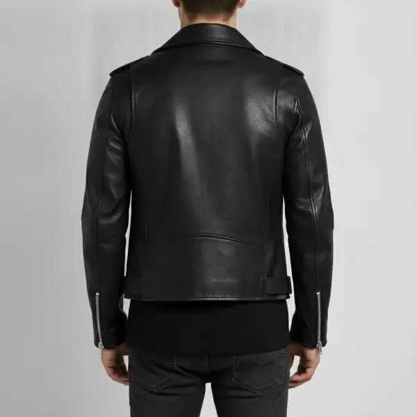 Modern Leather Biker Motorcycle Belted Jacket