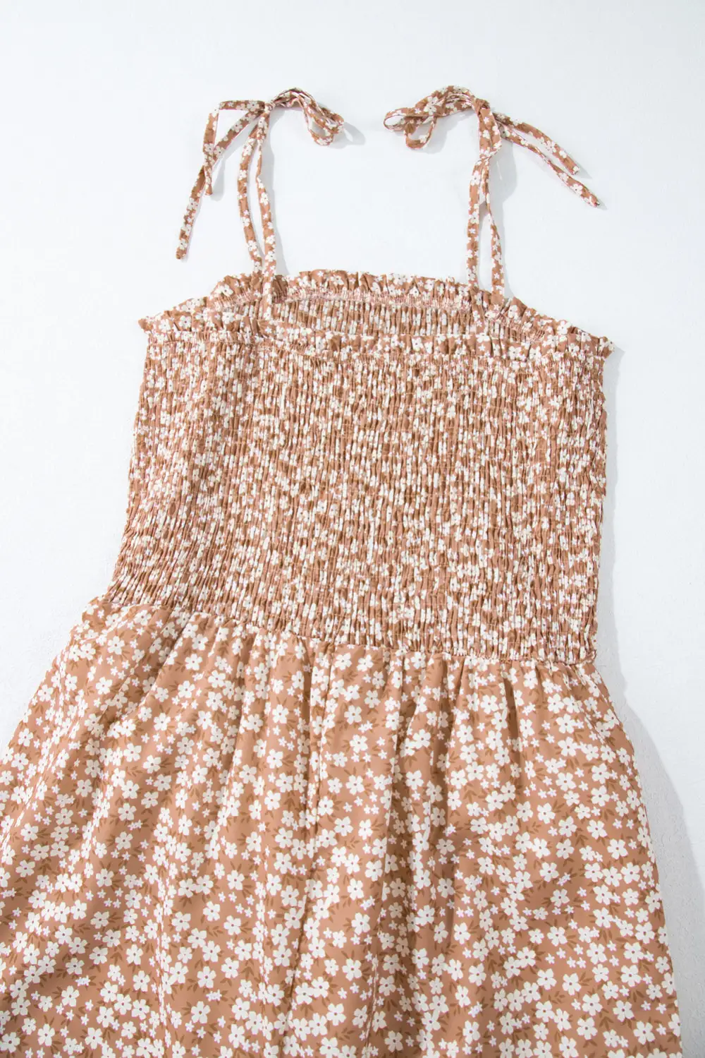 Thin Straps Smocked Bodice Wide Leg Accessory
