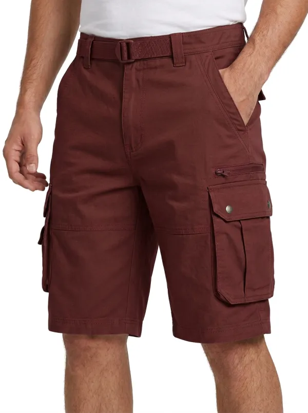 Men's Integrated Web Belt Zip Cargo Pockets Snap Cargo Pockets Cargo Shorts