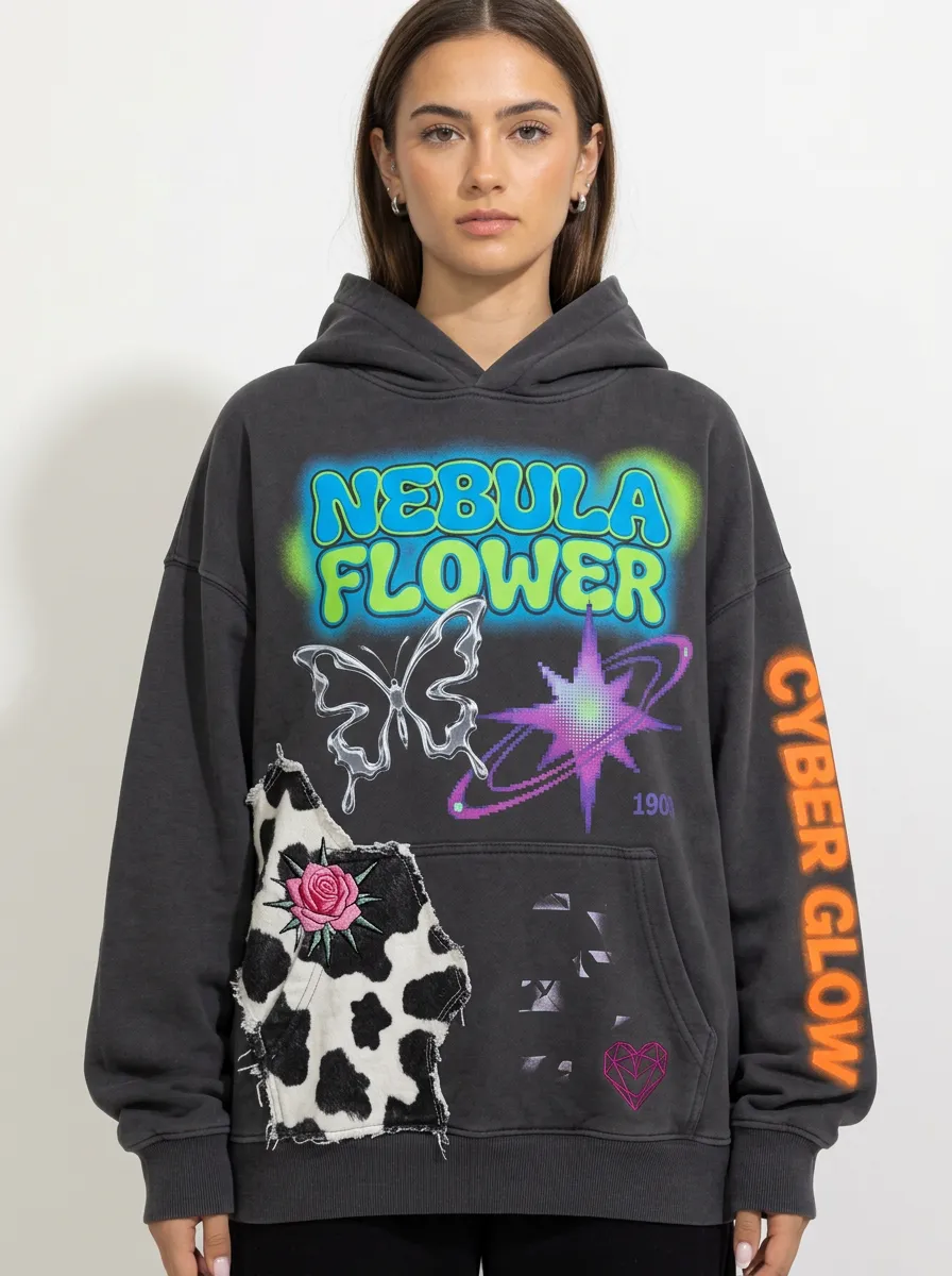 Unisex Streetwear Floral Butterfly Hoodie