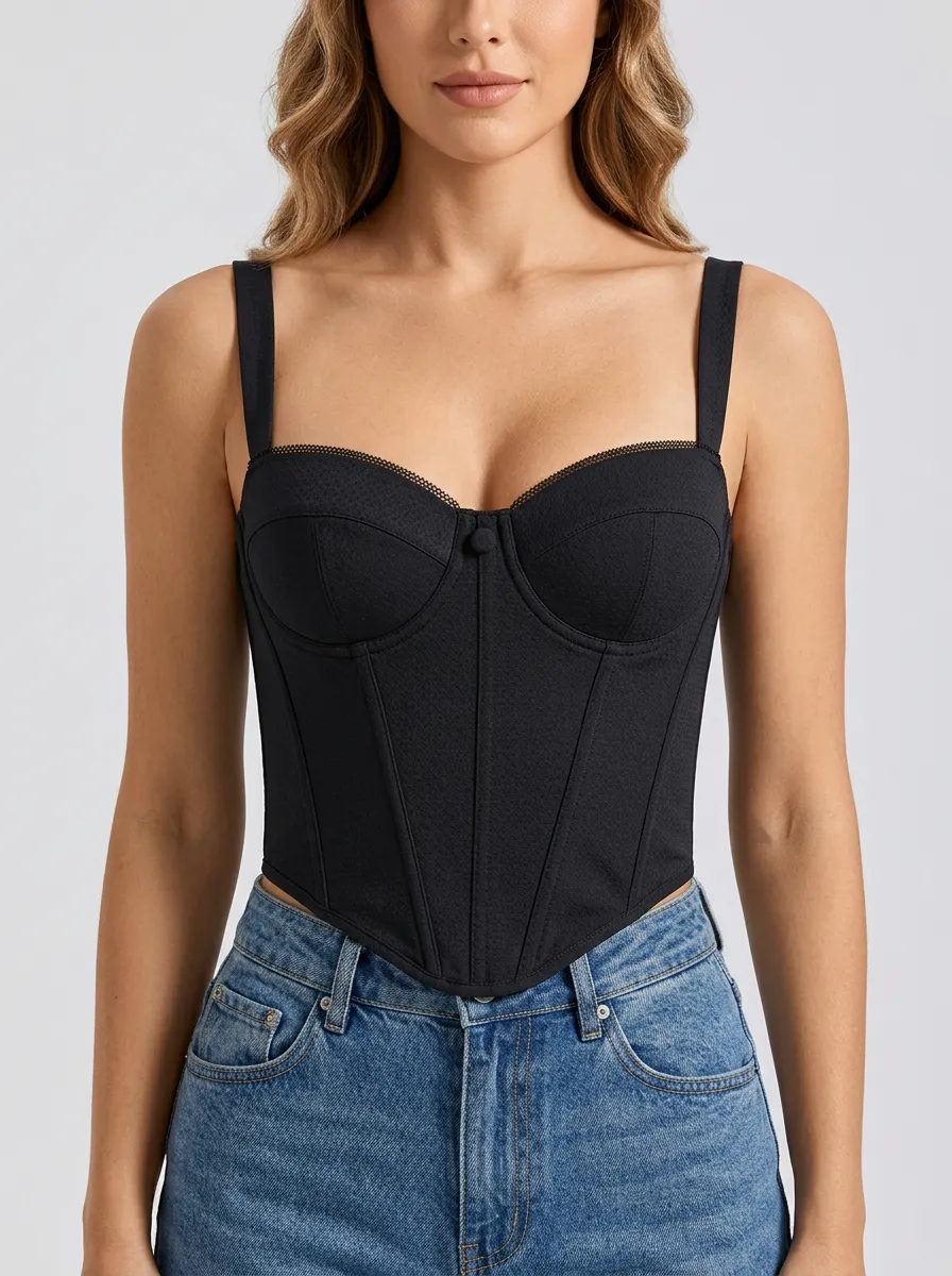 Casual Sweetheart-Neck Button-Front Women's Corset Top