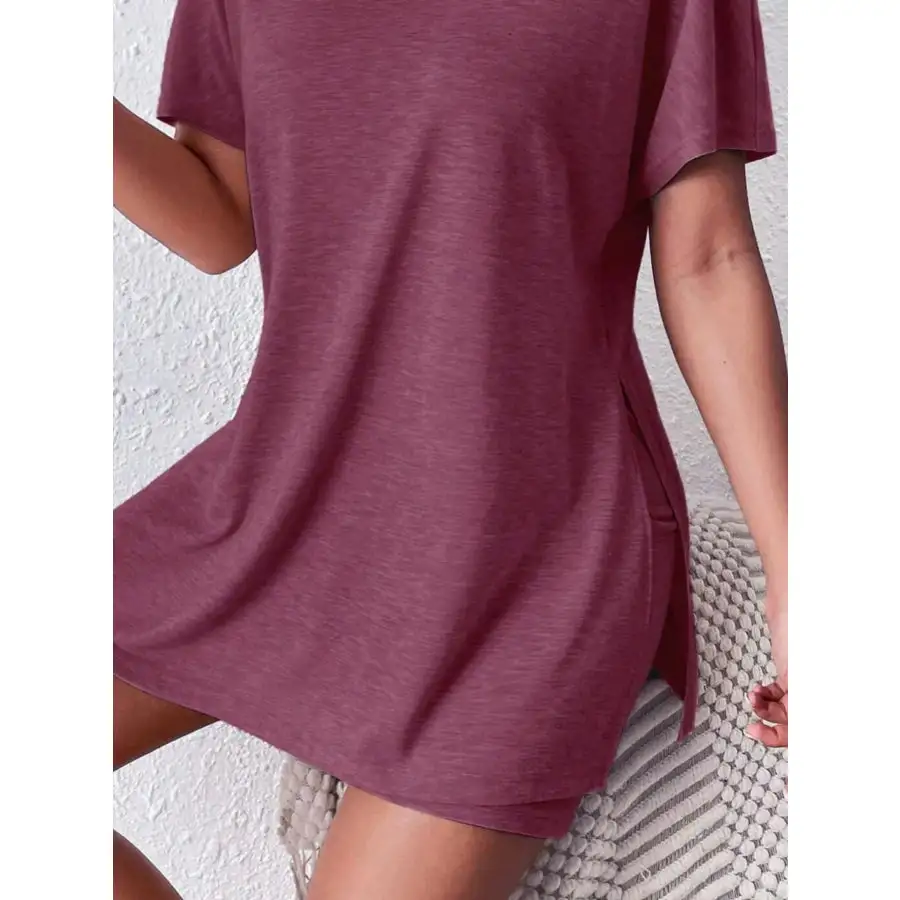 Casual Round Neck T Shirt and Shorts Set