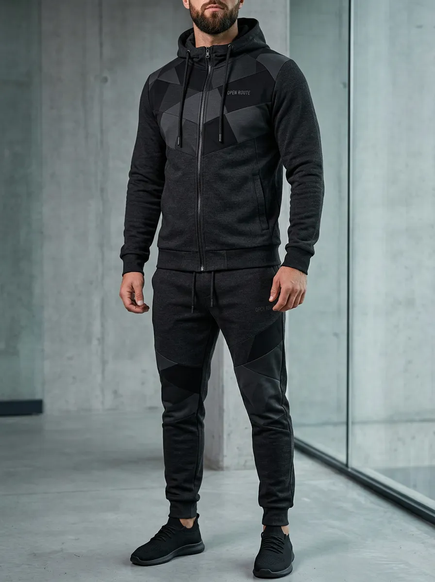 Men's Geometric Pattern Jogger Set